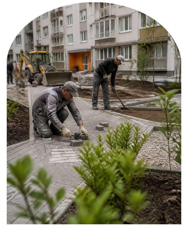 Благоустройство двора многоквартирного дома в Зиме